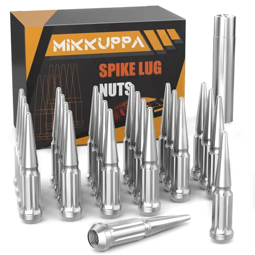 Vista 22 de MIKKUPPA Tuercas de llanta con pinchos M14x1.5, repuesto para Chevy Silverado GMC 2500 Cromo