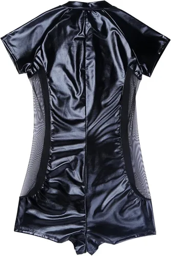 Vista 5 de Moily Bodycon - Maillot de manga corta de piel con cremallera para hombre