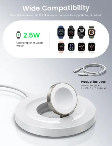 Vista 6 de Lamicall para Apple Watch Charger - Soporte magnético de carga rápida para Blanco mate