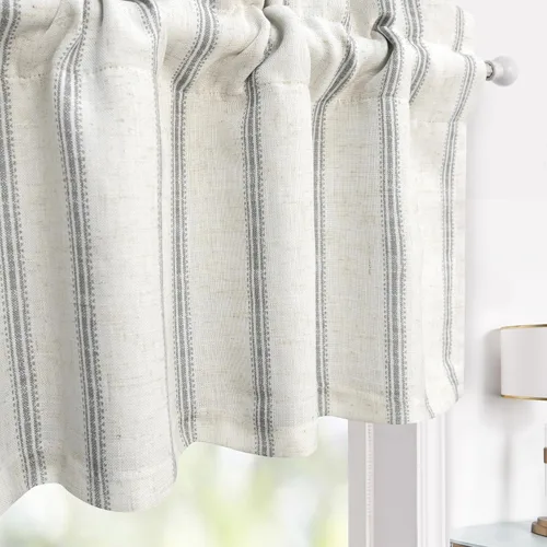 Vista 32 de DriftAway Briony - Cortina opaca con amarre para cocina, ajustable, diseño de globos, líneas texturizadas, estampadas, persianas romanas