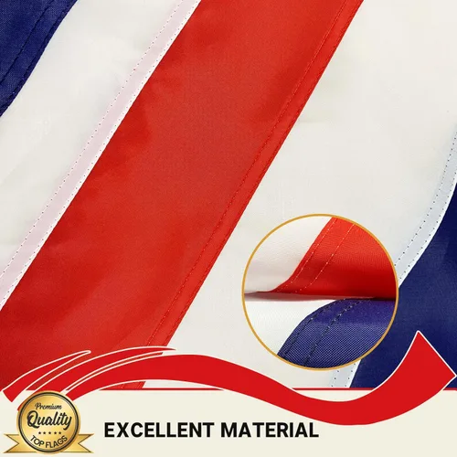 Vista 2 de TOPFLAGS Bandera británica de 3 x 5 pies, bandera bordada de doble cara del Reino Unido para exteriores, rayas cosidas de nailon resistente con 2