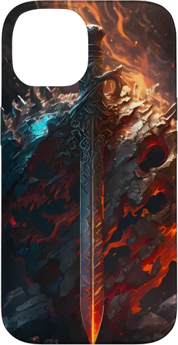 Vista 4 de Espada flameante y escudo el símbolo del guerrero Funda para iPhone 16