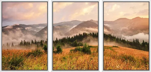 Vista 62 de SIGNWIN Lienzo enmarcado para pared, juego de arte nublado de tormenta, cielo, bosque otoñal, árboles, rústico, naturaleza, fotografía, realismo