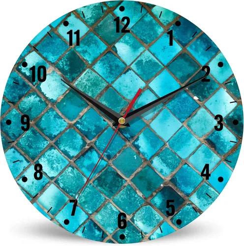 Vista 9 de SPUNKER Relojes de pared, reloj de pared de 10 pulgadas, diseño de palmeras y atardecer, funciona con pilas, pequeños relojes de pared decorativos