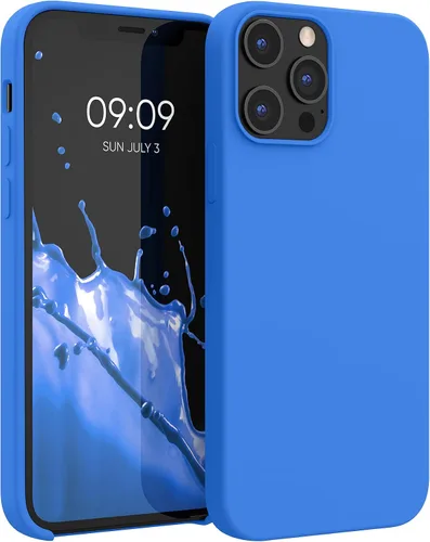 Vista 10 de kwmobile Funda compatible con Apple iPhone 12 Pro Max, funda de silicona TPU con acabado suave, color azul báltico