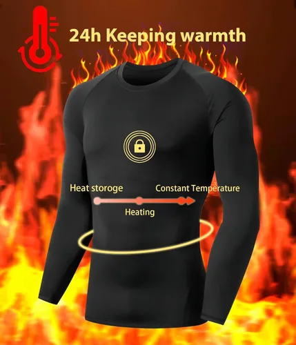Vista 3 de Paquete de 5 o 4 camisas de compresión térmica para hombre, forro polar, manga larga, capa base atlética, equipo de entrenamiento para clima frío