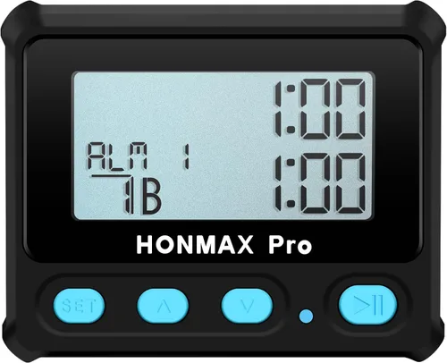 Vista 7 de Temporizador de intervalo profesional 8100 y cronómetro, luz de fondo, carga USB-C, reloj, negro