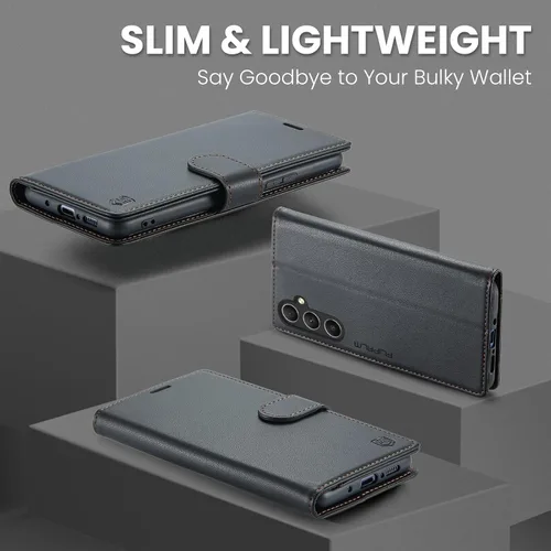 Vista 6 de FLIPALM Funda tipo billetera para Samsung Galaxy A15 5G, con bloqueo RFID, soporte para tarjetas de crédito, de piel sintética, tipo folio