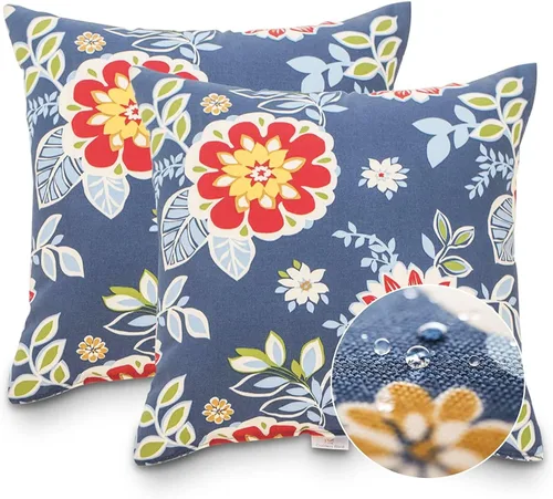 Vista 4 de JMGBird Almohadas impermeables para exteriores de 18 x 18 pulgadas para muebles de patio, cama, sofá y sofá Almohadas de exterior con inserto