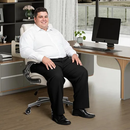 Vista 9 de MALOL Sillas ergonómicas de oficina ejecutivas de respaldo alto, silla de computadora resistente con soporte lumbar, brazos abatibles y tapicería