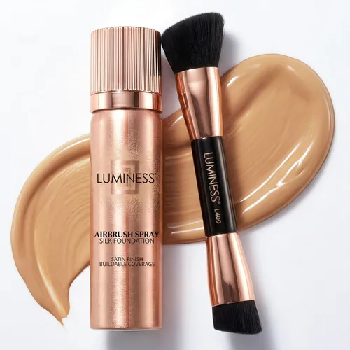 Vista 16 de LUMINESS Kit de aerosol de maquillaje con brocha de aire y brocha suave de seda – Base de maquillaje de cobertura total y brocha de doble cara