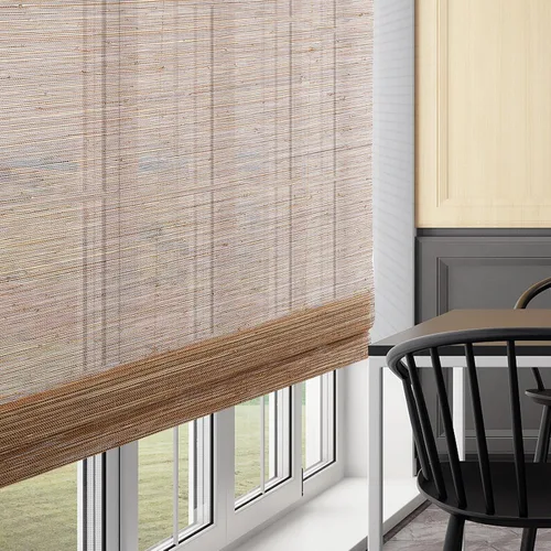 Vista 3 de Sunbox Persianas romanas sin cordones, filtrantes de luz, 100 % naturales, para ventanas, hogar, oficina, puertas francesas, marrón