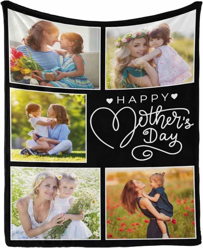 Vista 15 de InterestPrint Manta con foto, regalos personalizados para mamá, manta de collage de fotos personalizada para mamá de hija e hijo para cumpleaños