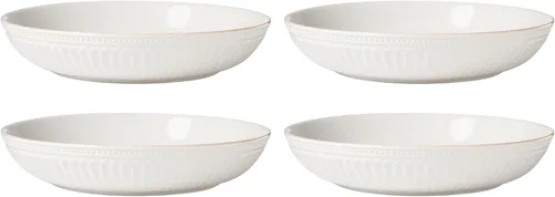 Vista 17 de Lenox Juego de vajilla de gres, vajilla francesa de 12 piezas para 4, color blanco perle festoneado, servicio para 4, apto para lavavajillas, juego