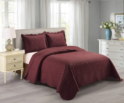 Vista 3 de Home Collection - Colcha grande con estampado a relieve, color liso, 3 piezas