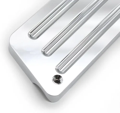Vista 4 de Cubiertas de cierre de alforja de palanquilla de aluminio cromado con corte mecanizado CNC compatibles con modelos Touring H-D FLH FLT 1993-2013