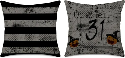 Vista 9 de Fundas de almohada decorativas para árbol de Navidad en blanco y negro de 16 x 16 pulgadas, juego de 2 fundas de almohada con diseño de árboles