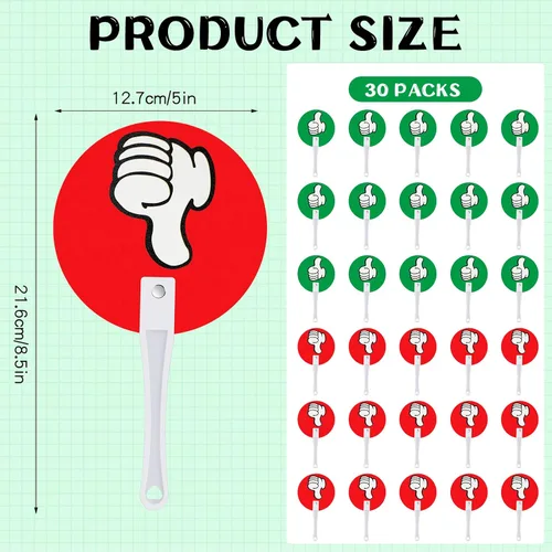 Vista 3 de Macarrie - Paquete de 30 palas para votar en el aula Handy Teacher Classroom Event Supplies, Green Red Yes or No Paddles, True False Sign for