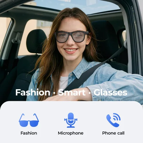 Vista 6 de Lentes inteligentes de traducción Bluetooth AI, lentes inteligentes con más de 140 idiomas traducción en línea y lente de cambio de color, micrófono