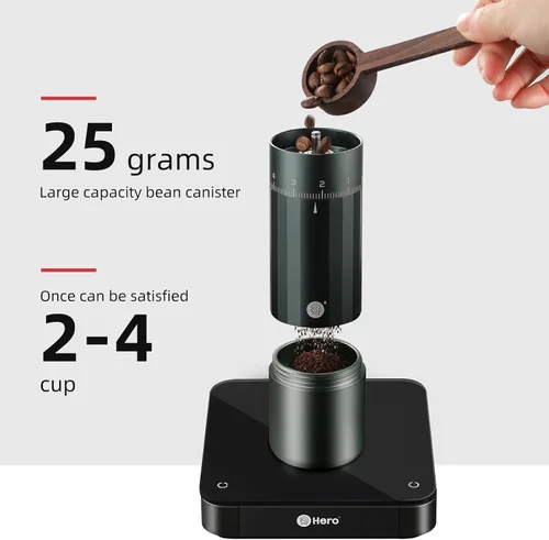 Vista 6 de Molinillo de café manual, molinillo de café de mano Z5 con perilla ajustable externa de 0.88 oz de capacidad, molinillo manual y eléctrico de modo