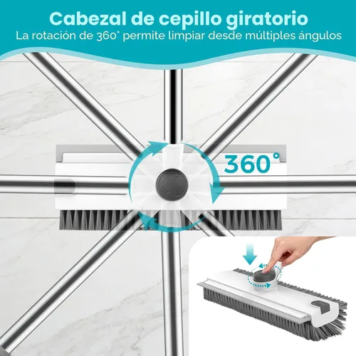 Vista 4 de SetSail Cepillo de limpieza de suelo con mango largo ajustable de 54