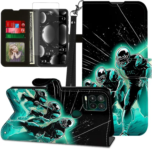Vista 349 de Funda para Motorola Edge 2022 con protector de pantalla, soporte y tarjetero y correa para la muñeca, funda magnética para Moto Edge 2022 5G UW Lobo