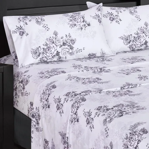 Vista 4 de Royal Hotel Bedding Bally - Juego de sábanas de algodón satinado floral, 4 piezas, 100% algodón, tejido de satén superior, suave como la seda