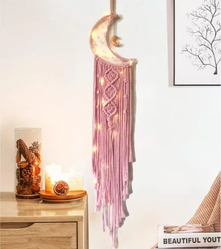 Vista 13 de Atrapasueños Atrapasueños de Luna con Luz, Atrapasueños Negro para Niñas y Niños, Decoración de Pared de Dormitorio, Decoración de Navidad