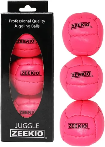Vista 14 de Zeekio Galaxy Malabares - Pelotas de cuero genuino de 12 paneles de primera calidad, 4.59 oz, 2.638 in, paquete de 3 (negro)