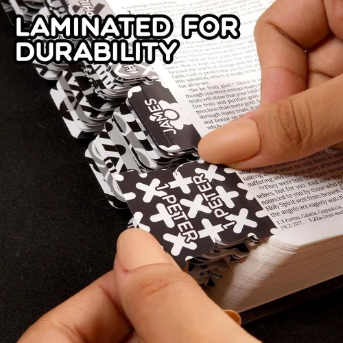 Vista 4 de Divisores de Biblia laminados con impresión grande para la Biblia Antiguo y Nuevo Testamento en blanco y negro