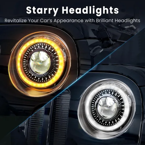 Vista 2 de HWSTAR Nuevos faros delanteros LED redondos de 7 pulgadas 1000% más brillantes antirreflejos, compatibles con Jeep Wrangler JK JKU TJ LJ Chevy Ford