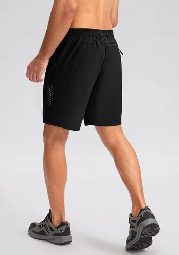 Vista 3 de Pudolla Pantalones cortos de senderismo para hombre, pantalones cortos de verano para viajes al aire libre para hombres con bolsillos con cremallera