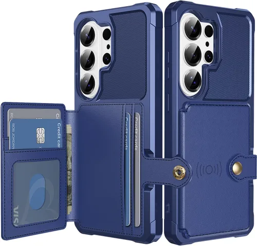 Vista 8 de Funda para Samsung Galaxy S21 Ultra con tarjetero, compatible con soporte magnético para automóvil, resistente a los golpes, resistente, suave, TPU