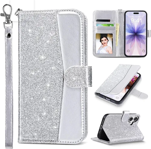 Vista 38 de ULAK Funda tipo billetera compatible con iPhone 15 para mujeres, funda tipo cartera con estampado floral de piel PU premium con porta tarjetas
