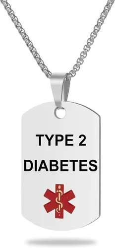 Vista 46 de Collar de alerta médica, etiqueta grabada con láser, grabado personalizado, etiqueta de identificación de acero inoxidable, colgante para hombres