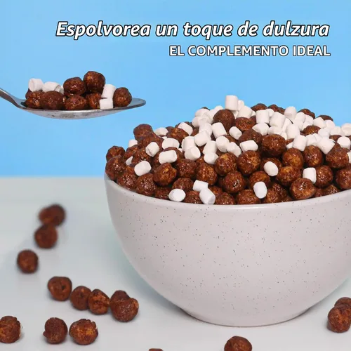 Vista 4 de Palm and Plenty Trocitos de malvavisco deshidratados Para cereales, chocolate caliente, cacao, helado y postres Golosinas dulces irresistibles
