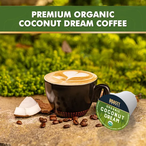 Vista 8 de Cápsulas de café de coco orgánico para cafeteras compatibles con Keurig K Cup, cápsulas de café de coco orgánico con cafeína de tostado medio