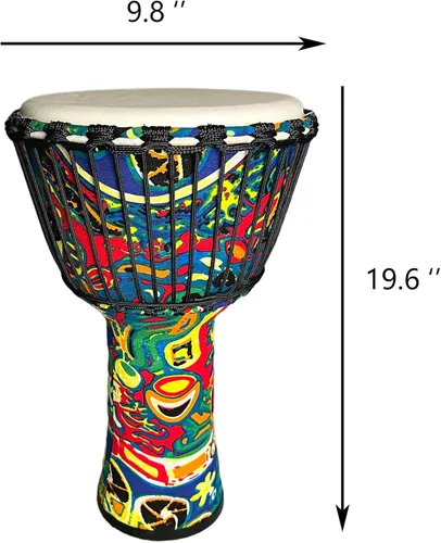 Vista 2 de Tambor Djembe Instrumentos Musicales de 10 pulgadas Tambores de mano, tambores africanos para adultos, regalos para músicos (limón)