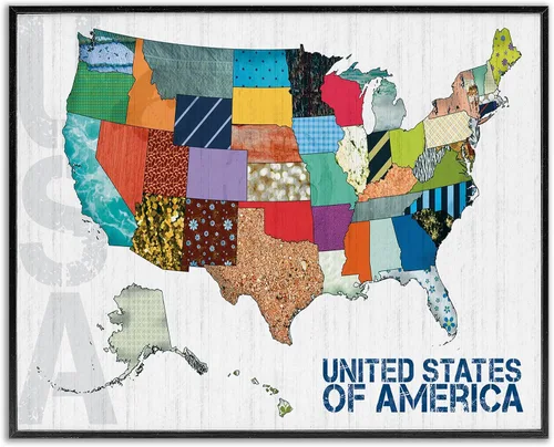 Vista 10 de Stupell Industries Estados Unidos de América Mapa Acolchado Patrón Fronteras