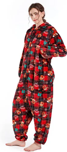 Vista 4 de DELEY Adults Unisex Onesie Halloween Costumes Animal Cosplay Pajamas Warm Sleepwear Homewear