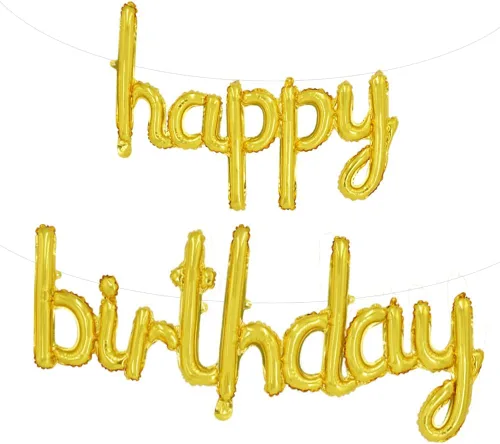 Vista 38 de TONIFUL Pancarta de Globos Negros de Feliz Cumpleaños de 16 Pulgadas con Letras de Papel de Aluminio Mylar, Cartel Banderín Reutilizable