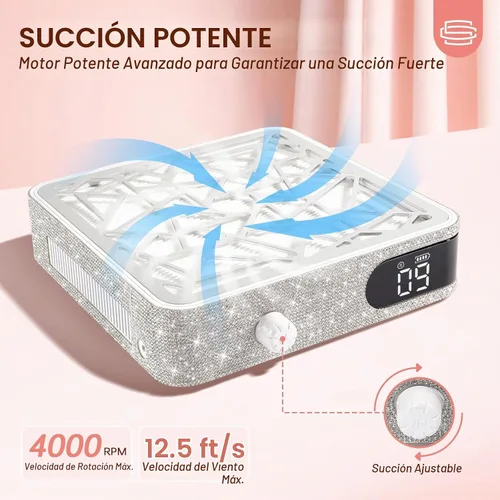 Vista 3 de Colector de polvo de uñas, extractor de vacío inalámbrico de 4000 RPM