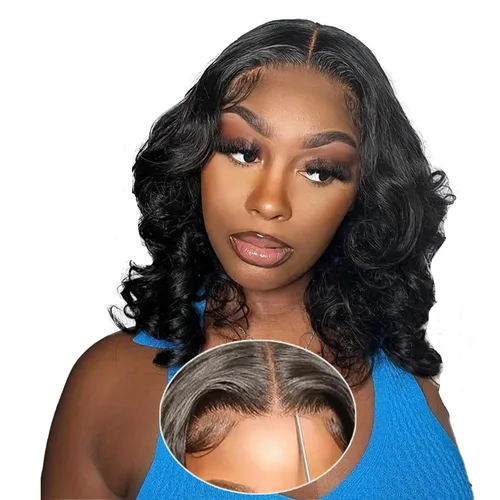 Vista 7 de Pelucas de cabello humano sin pegamento, prearrancadas, onduladas, sin pegamento, encaje precortado, 4 x 4, peluca de cabello humano de 6 pulgadas