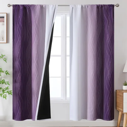 Vista 10 de Estelar Textiler Cortinas oscurecedoras beige y blanco grisáceo de 45 pulgadas de largo, cortinas graduadas con bloqueo de luz para baño, cortinas