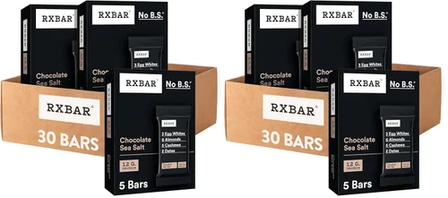 Vista 10 de RXBAR Barritas de proteína, 12g de proteína, snacks sin gluten, chocolate con sal marina (6 cajas, 30 barras)