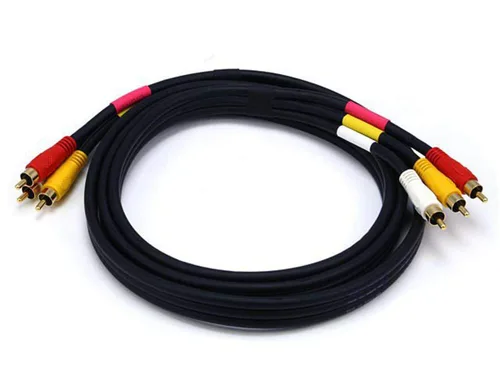 Vista 5 de Monoprice Cable de video - 1.5 pies - Negro Cable compuesto de doblaje de video estéreo triple RCA, conectores chapados en oro