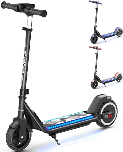 Vista 9 de ECOROAD EK6 - Patinete eléctrico para niños para velocidades de 6-12, 3/6/10 mph para máxima comodidad y altura ajustable, 150 W y doble freno