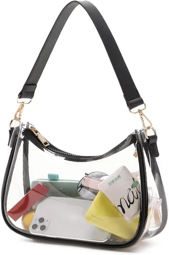 Vista 9 de CYHTWSDJ Bolsos de hombro para mujeres, lindo bolso tote tipo hobo con cierre de cremallera y mini cartera de mano Nailon Negro