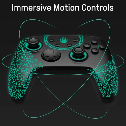 Vista 5 de Firefly Patrón luminoso Switch Pro Controlador inalámbrico compatible con Nintendo SwitchOLEDLite, mando a distancia Bluetooth FUNLAB con 7