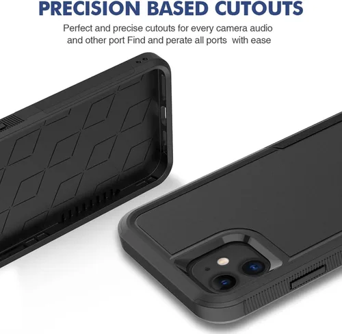 Vista 6 de MDCN Funda para iPhone 11: funda protectora de doble capa resistente para teléfono celular, a prueba de golpes, resistente, con protector